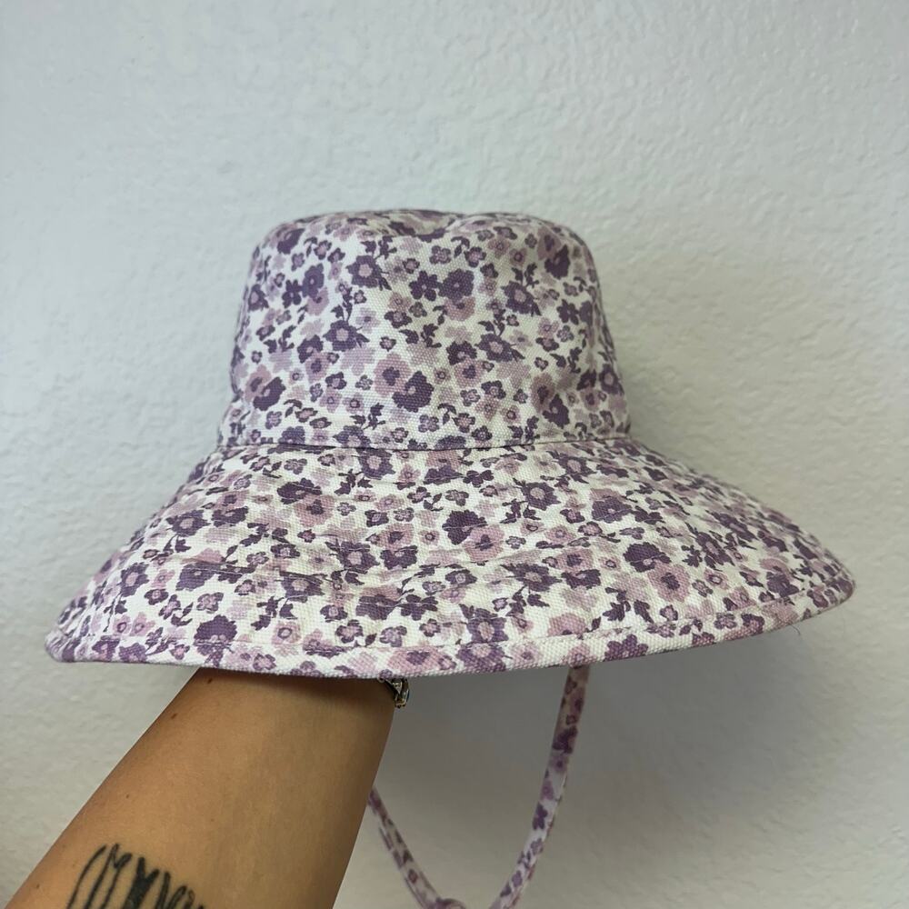 Lack of Color Floral Holiday Bucket Hat in Violet Bloom Wide Brim Small